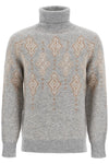 Brunello Cucinelli geometric jacquard turtleneck sweater