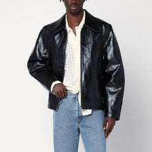  Séfr Shiny black zip-up jacket in eco-leather