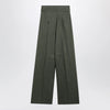 Max Mara Studio High-waist wide-leg washed linen pants, khaki green