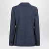 Max Mara Studio Double-Breasted Jacket in Denim Blue Wool Canvas