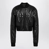 Moncler + Rick Owens Black leather zip-up bomber jacket