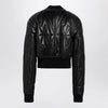 Moncler + Rick Owens Black leather zip-up bomber jacket
