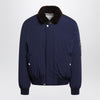Brunello Cucinelli Indigo nylon puffer jacket with shearling collar