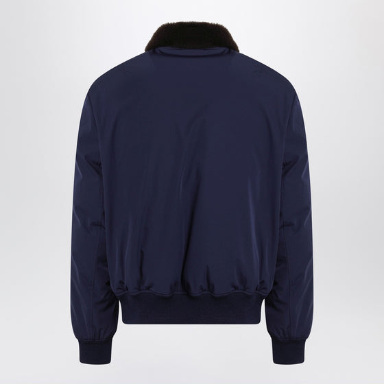 Brunello Cucinelli Indigo nylon puffer jacket with shearling collar