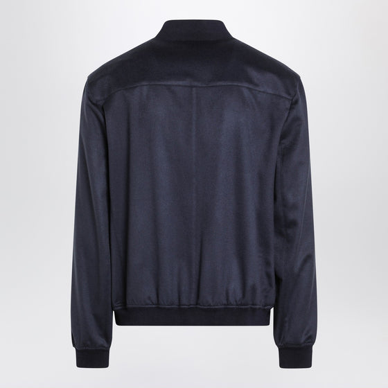 Brunello Cucinelli Navy blue cardigan in lightweight cashmere flannel