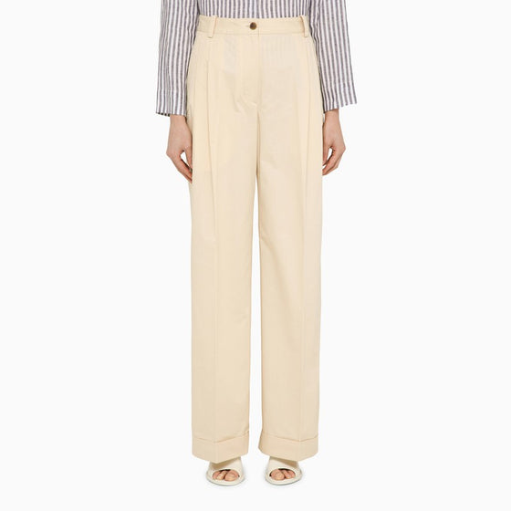 Maison Kitsuné Cream cotton trousers