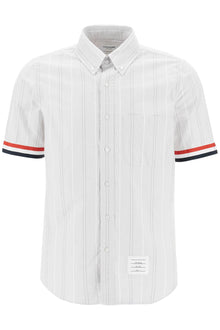  Thom Browne medium grey cotton oxford shirt with rwb cuffs