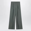 Max Mara Dark green wide trousers in wool and silk