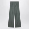 Max Mara Dark green wide trousers in wool and silk