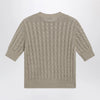 Max Mara Cable-knit linen crewneck sweater in brown