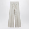 Max Mara Wide-leg trousers in brown/grey linen drill