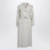 Max Mara Sand-coloured double-breasted duster coat in linen drill