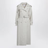 Max Mara Sand-coloured double-breasted duster coat in linen drill