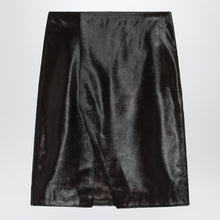  Loulou Studio Brown Myra skirt in pony-effect leather