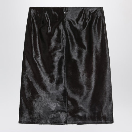 Loulou Studio Brown Myra skirt in pony-effect leather