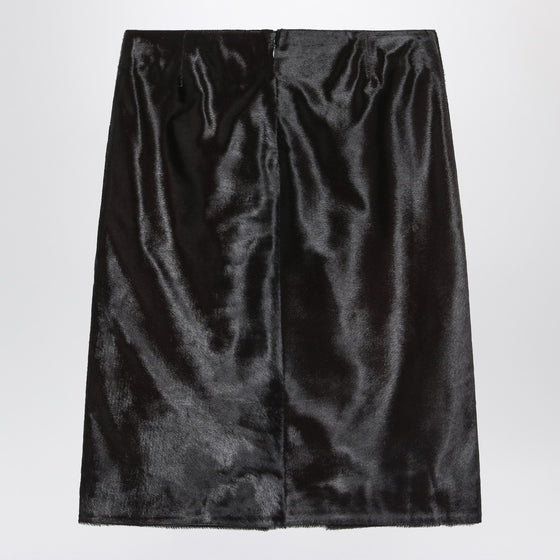 LouLou De Saison Brown Myra skirt in pony-effect leather