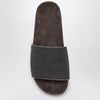 Brunello Cucinelli Precious Taupe Slides in Suede