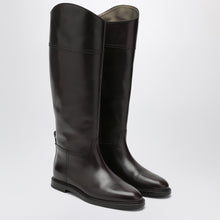  Brunello Cucinelli Brown leather boots with Shiny Detail