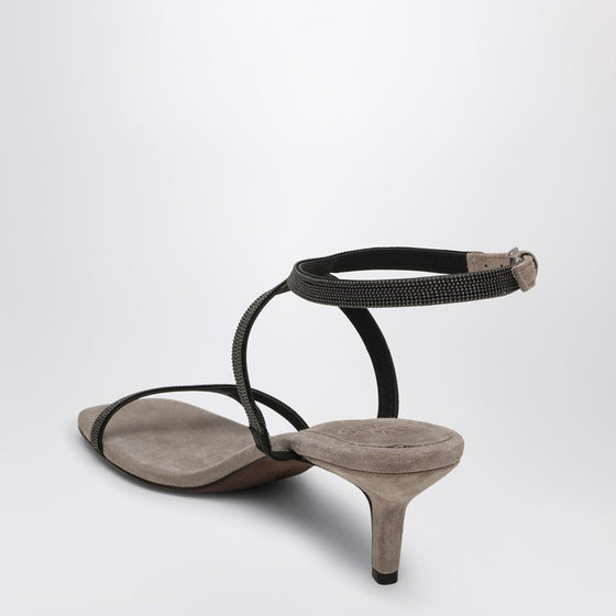 Brunello Cucinelli Sandal City Grey with Precious Straps