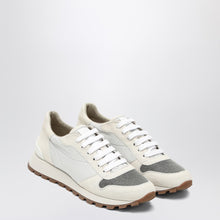  Brunello Cucinelli White nylon and suede trainer