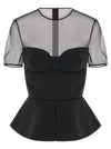 Nensi Dojaka Tailored Bustier With Sheer Neckline Top