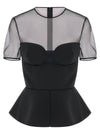 Nensi Dojaka Tailored Bustier With Sheer Neckline Top