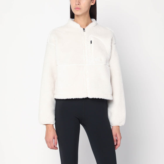 The North Face White cropped zip-up fleece
