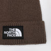 The North Face Brown beanie with logo patch