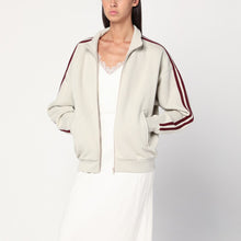  6397 Ivory/bordeaux zip-up sweatshirt