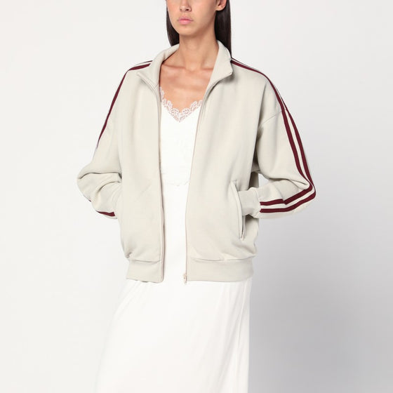 6397 Ivory/bordeaux zip-up sweatshirt