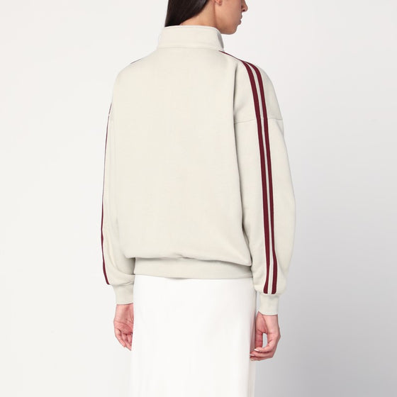 6397 Ivory/bordeaux zip-up sweatshirt