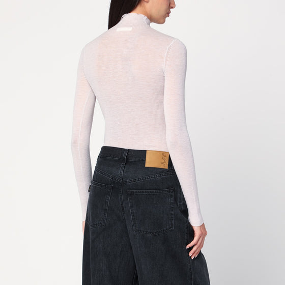 6397 Ivory semi-sheer turtleneck