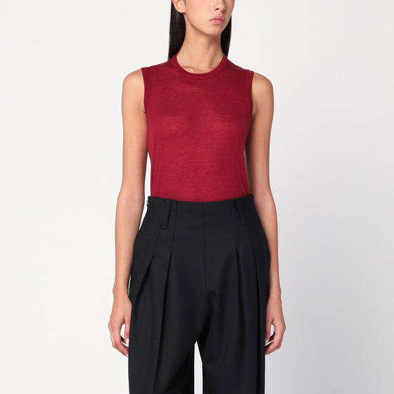 6397 Bordeaux semi-sheer tank top