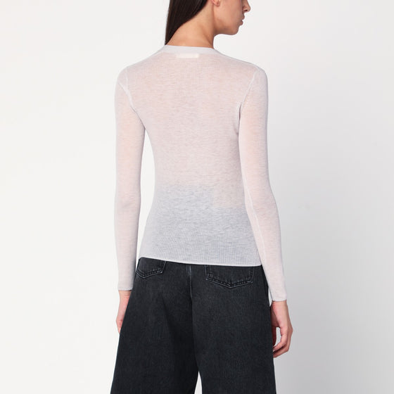 6397 Ivory semi-sheer knit cardigan