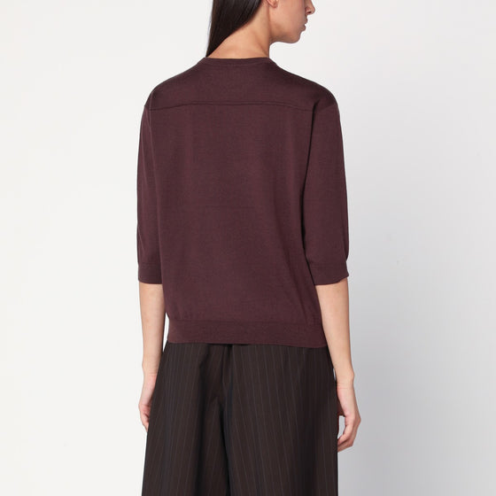 6397 Short-sleeved sweater in espresso brown wool