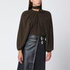 NAMACHEKO Black draped silk top