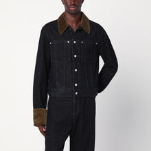  NAMACHEKO Black denim jacket with velvet trim