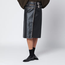  NAMACHEKO Black vintage-effect leather skirt
