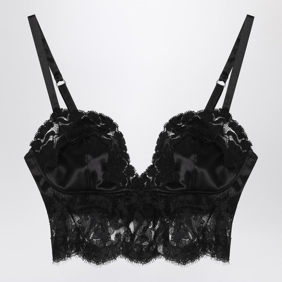 Dolce & Gabbana Dolce&Gabbana Black bralette top in silk satin and lace