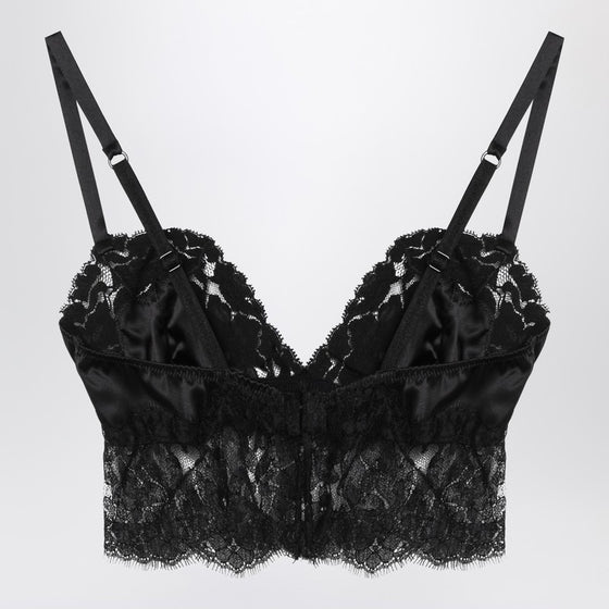 Dolce & Gabbana Dolce&Gabbana Black bralette top in silk satin and lace