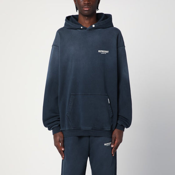 Represent Washed blue oversized hooded sweatshirt