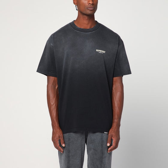 Represent Washed black cotton T-shirt with logo