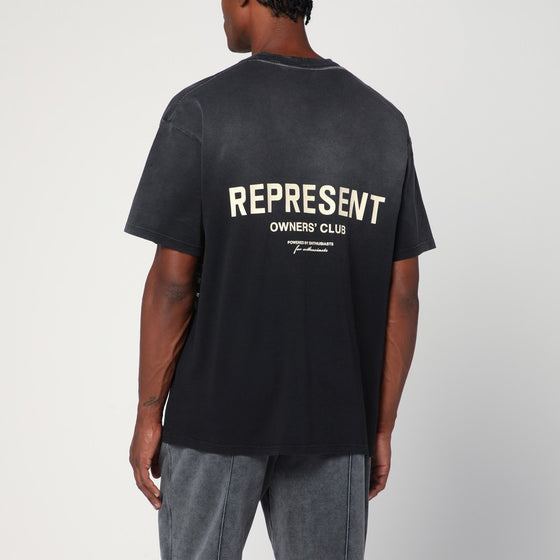 Represent Washed black cotton T-shirt with logo