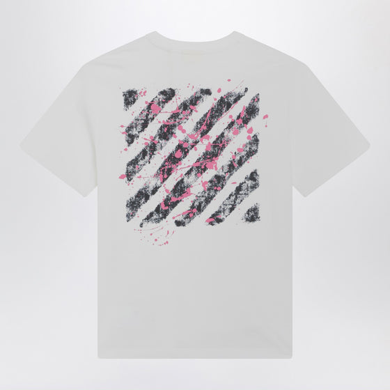Off White Off-White™ White/fuchsia Diagonal Splat Logo T-shirt