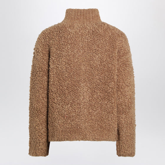 Max Mara Studio Beige zip-up cardigan in boucle wool blend