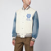 Off White Off-White™ Ivory bomber jacket with denim sleeves