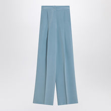  Max Mara Pianoforte Wide-leg sky blue trousers in silk