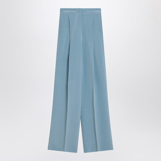 Max Mara Pianoforte Wide-leg sky blue trousers in silk