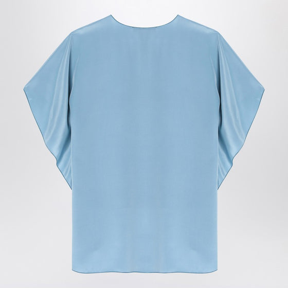 Max Mara Pianoforte Light blue flowy silk blouse