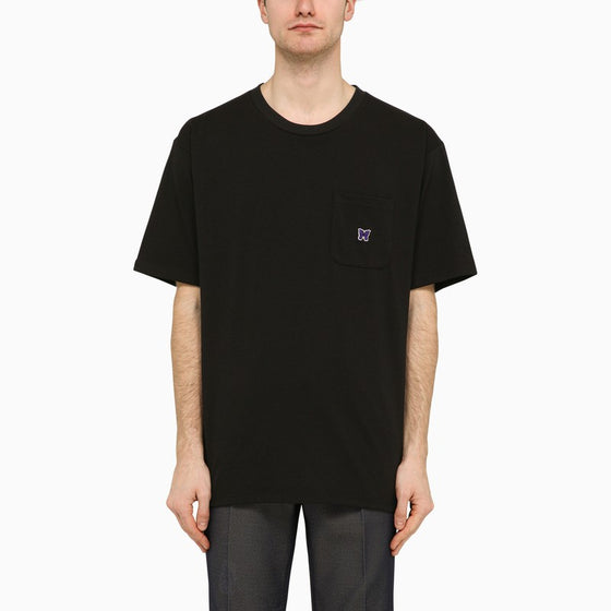 Needles Black crew-neck t-shirt with embroidery